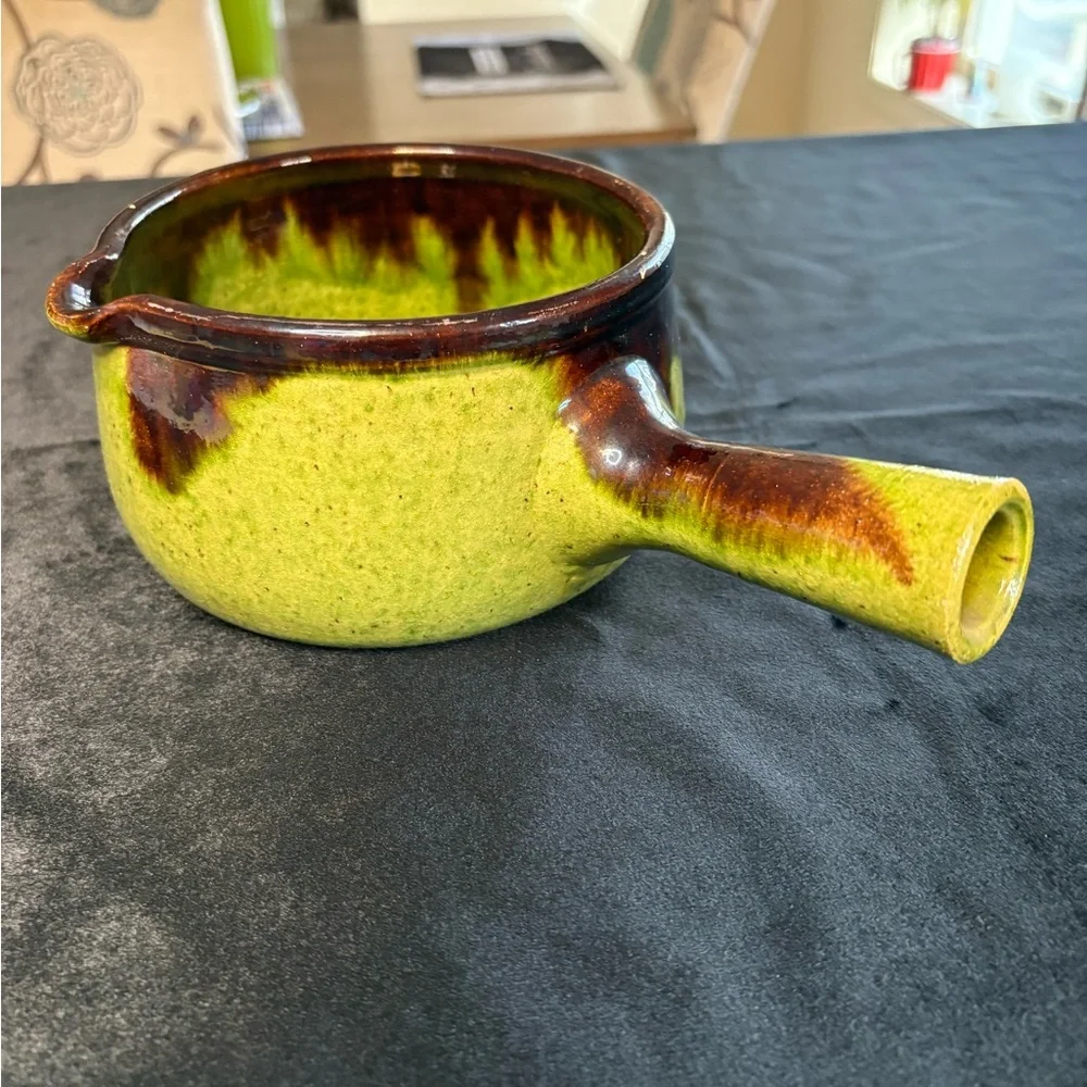 1950s Vallauris Style French Vintage Glazed Ceramic Stone ware Gratin Pot - Picture 3 of 8